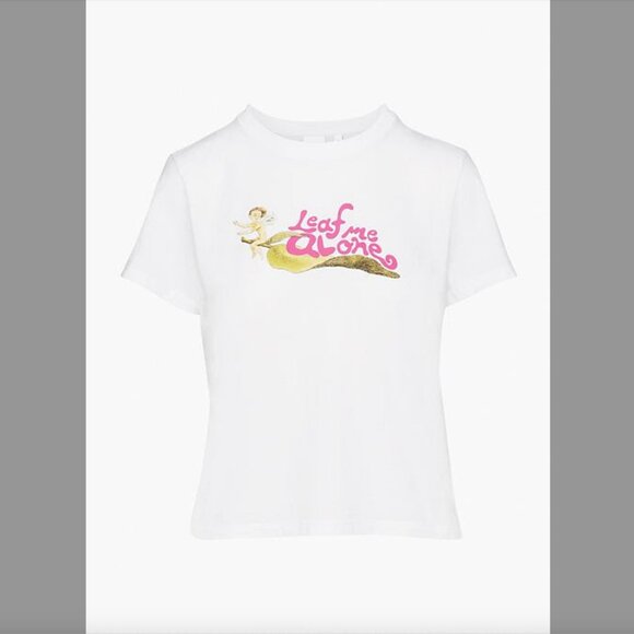 ARITZIA Sunday Best White Graphic Tee Size L | Fairy 🧚 | “Leaf me alone” 🍃 - Picture 2 of 7